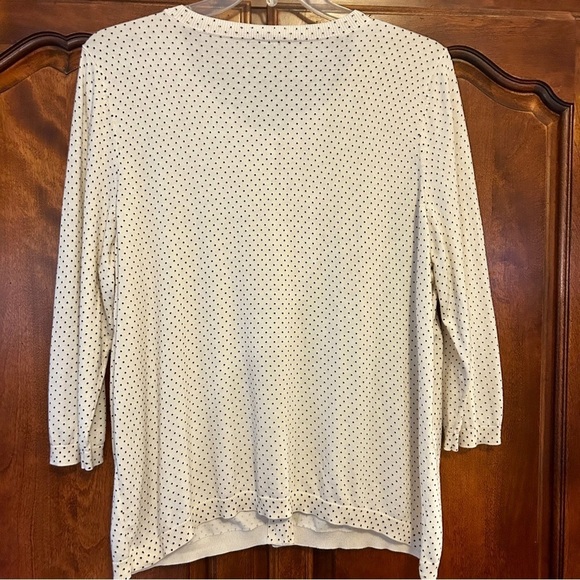 Talbots Charming Cardigan Ivory White Black Mini Dot Cotton Sweater plus size 2X - Picture 8 of 14
